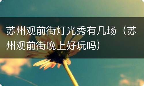 苏州观前街灯光秀有几场（苏州观前街晚上好玩吗）