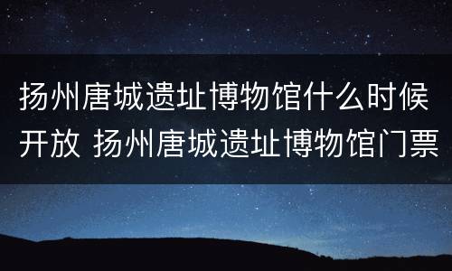 扬州唐城遗址博物馆什么时候开放 扬州唐城遗址博物馆门票