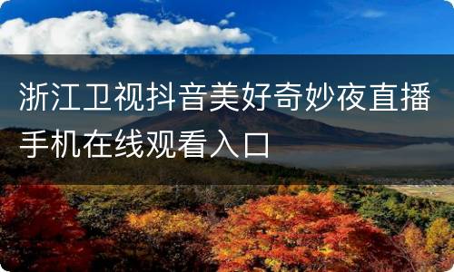 浙江卫视抖音美好奇妙夜直播手机在线观看入口