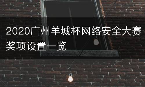 2020广州羊城杯网络安全大赛奖项设置一览