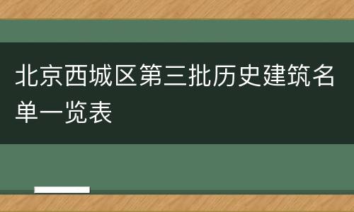 北京西城区第三批历史建筑名单一览表