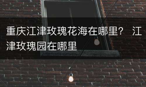 重庆江津玫瑰花海在哪里？ 江津玫瑰园在哪里