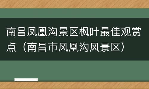 南昌凤凰沟景区枫叶最佳观赏点（南昌市风凰沟风景区）