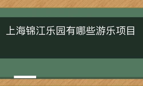 上海锦江乐园有哪些游乐项目