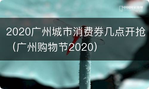 2020广州城市消费券几点开抢（广州购物节2020）