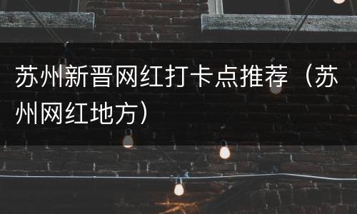 苏州新晋网红打卡点推荐（苏州网红地方）