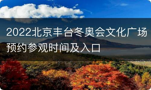 2022北京丰台冬奥会文化广场预约参观时间及入口