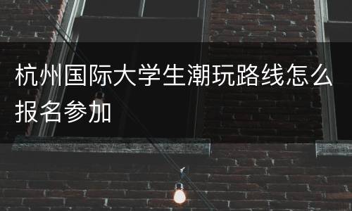 杭州国际大学生潮玩路线怎么报名参加