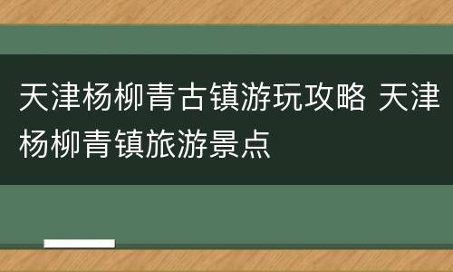 天津杨柳青古镇游玩攻略 天津杨柳青镇旅游景点