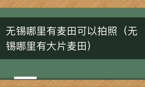无锡哪里有麦田可以拍照（无锡哪里有大片麦田）