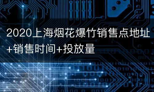 2020上海烟花爆竹销售点地址+销售时间+投放量