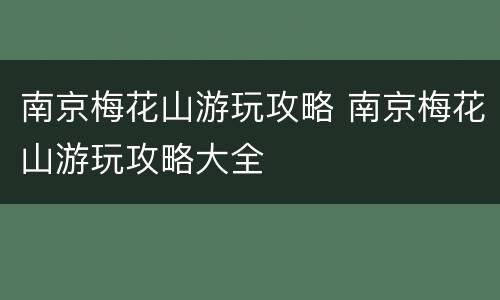 南京梅花山游玩攻略 南京梅花山游玩攻略大全