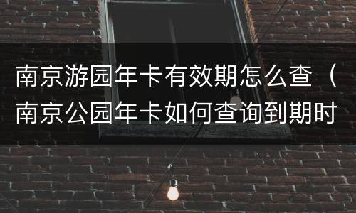 南京游园年卡有效期怎么查（南京公园年卡如何查询到期时间）
