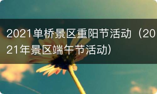 2021单桥景区重阳节活动（2021年景区端午节活动）