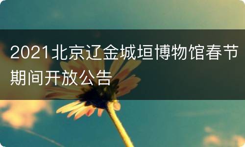 2021北京辽金城垣博物馆春节期间开放公告