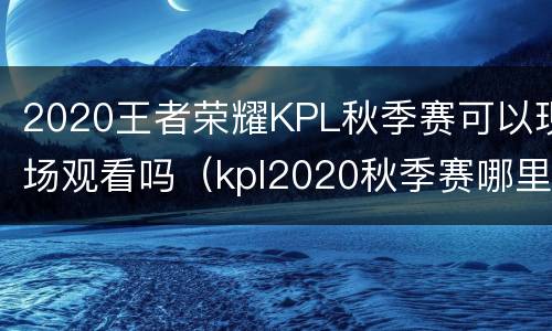 2020王者荣耀KPL秋季赛可以现场观看吗（kpl2020秋季赛哪里可以看回放）