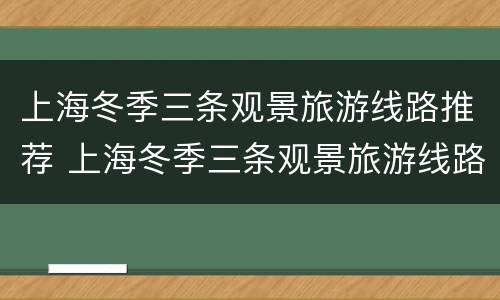 上海冬季三条观景旅游线路推荐 上海冬季三条观景旅游线路推荐一下