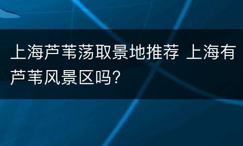 上海芦苇荡取景地推荐 上海有芦苇风景区吗?