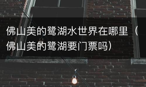 佛山美的鹭湖水世界在哪里（佛山美的鹭湖要门票吗）