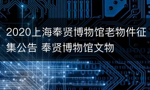 2020上海奉贤博物馆老物件征集公告 奉贤博物馆文物