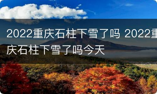 2022重庆石柱下雪了吗 2022重庆石柱下雪了吗今天