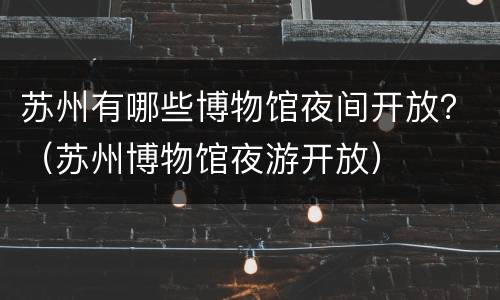 苏州有哪些博物馆夜间开放？（苏州博物馆夜游开放）