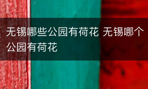 无锡哪些公园有荷花 无锡哪个公园有荷花