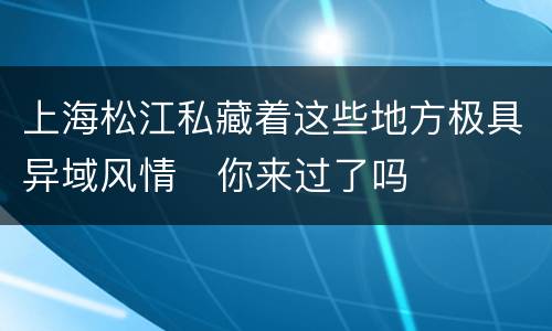 上海松江私藏着这些地方极具异域风情   你来过了吗