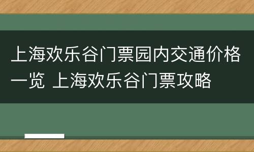上海欢乐谷门票园内交通价格一览 上海欢乐谷门票攻略