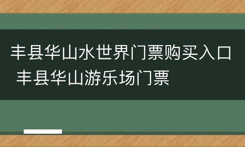 丰县华山水世界门票购买入口 丰县华山游乐场门票
