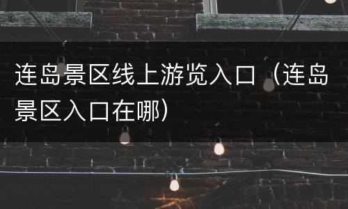 连岛景区线上游览入口（连岛景区入口在哪）