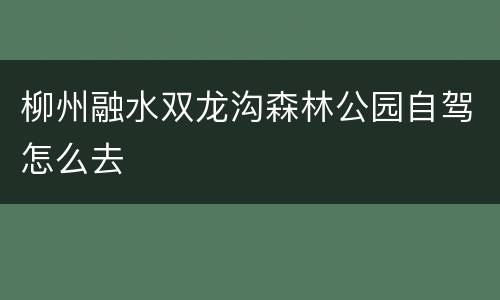 柳州融水双龙沟森林公园自驾怎么去
