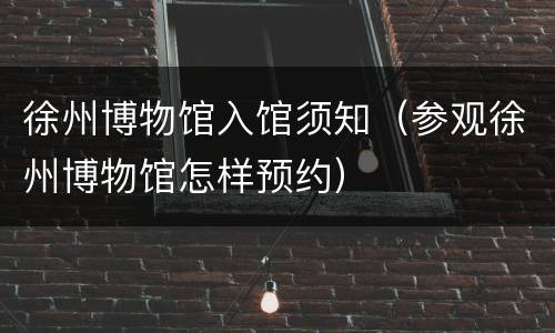 徐州博物馆入馆须知（参观徐州博物馆怎样预约）