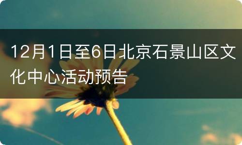 12月1日至6日北京石景山区文化中心活动预告