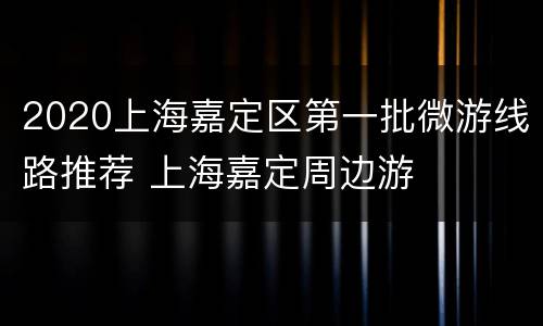 2020上海嘉定区第一批微游线路推荐 上海嘉定周边游