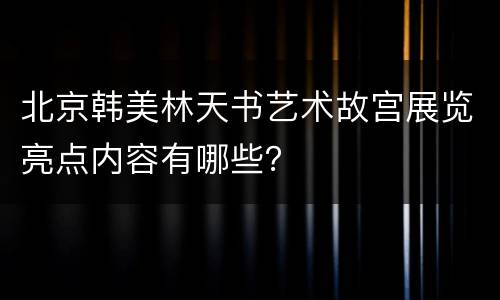 北京韩美林天书艺术故宫展览亮点内容有哪些？
