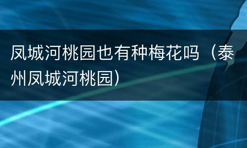 凤城河桃园也有种梅花吗（泰州凤城河桃园）