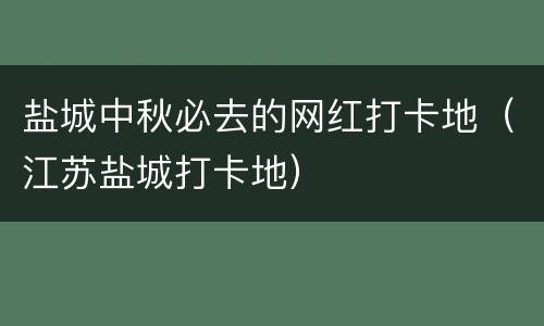 盐城中秋必去的网红打卡地（江苏盐城打卡地）