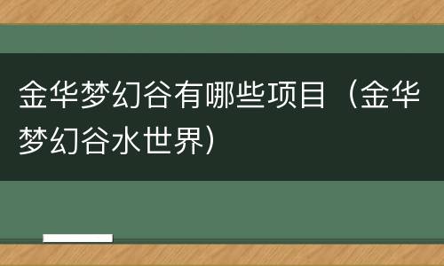 金华梦幻谷有哪些项目（金华梦幻谷水世界）