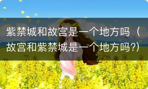 紫禁城和故宫是一个地方吗（故宫和紫禁城是一个地方吗?）