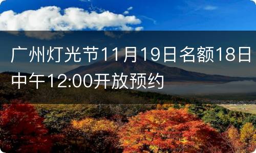广州灯光节11月19日名额18日中午12:00开放预约