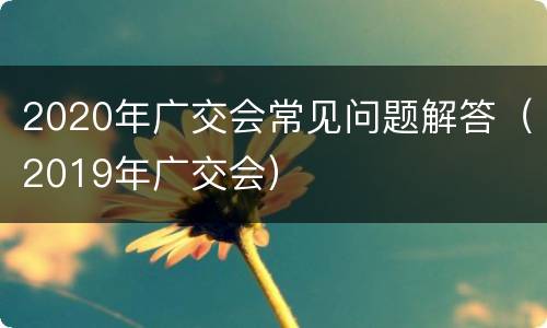 2020年广交会常见问题解答（2019年广交会）