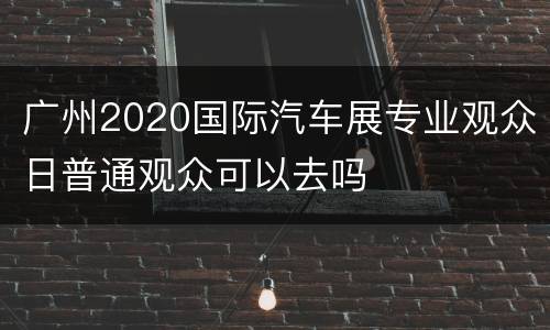 广州2020国际汽车展专业观众日普通观众可以去吗