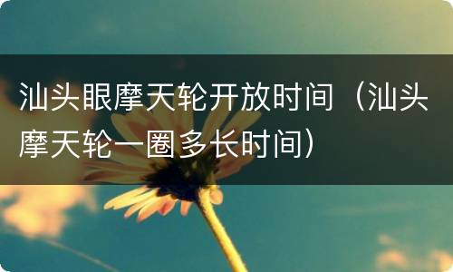 汕头眼摩天轮开放时间（汕头摩天轮一圈多长时间）