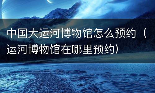 中国大运河博物馆怎么预约（运河博物馆在哪里预约）