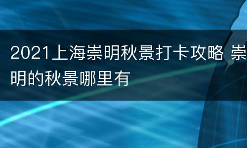 2021上海崇明秋景打卡攻略 崇明的秋景哪里有