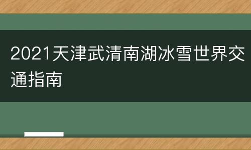 2021天津武清南湖冰雪世界交通指南