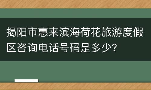 揭阳市惠来滨海荷花旅游度假区咨询电话号码是多少？