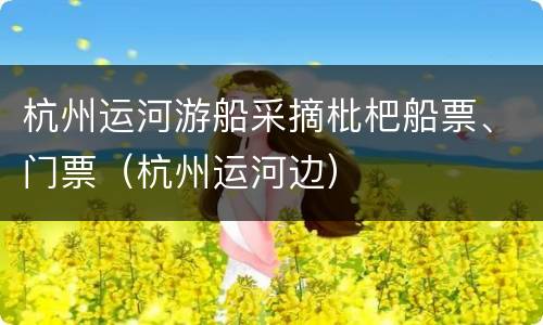 杭州运河游船采摘枇杷船票、门票（杭州运河边）