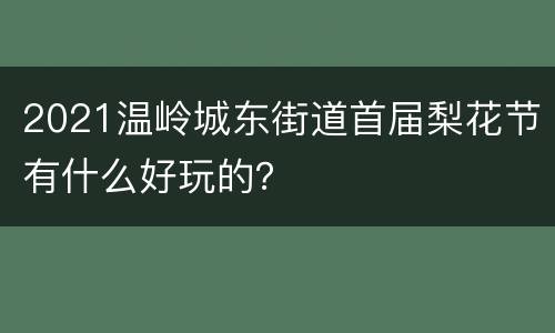 2021温岭城东街道首届梨花节有什么好玩的？